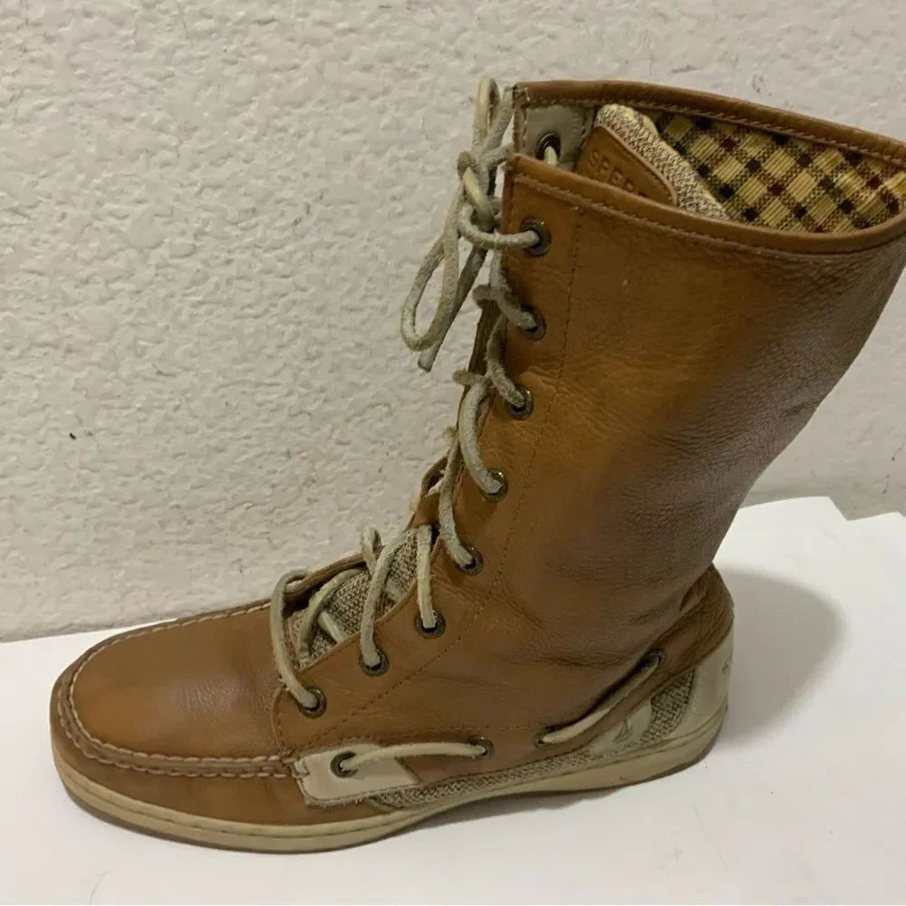 SPERRY Top-Siders LadyFish Leather Lace Up Fold Down Womens Boots 9817503 Sz 8
